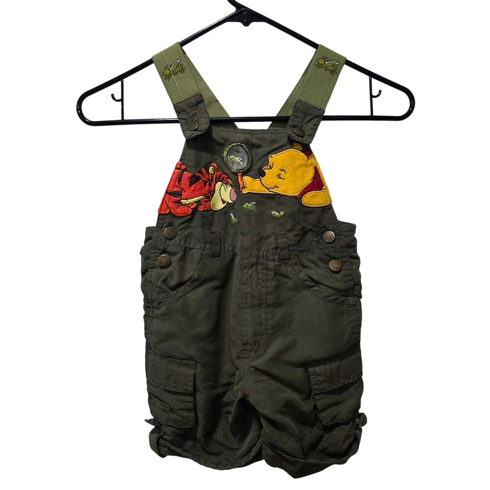 Vintage Disney Winnie the Pooh and Tigger Toddler Shorts Overall Green size 2T